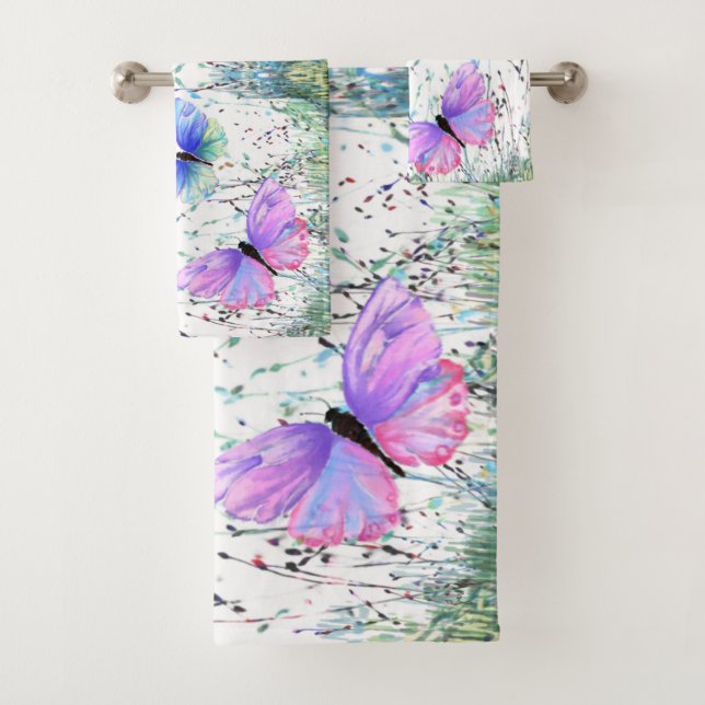 Set de toallas de baño con mariposas voladoras de  (In situ)
