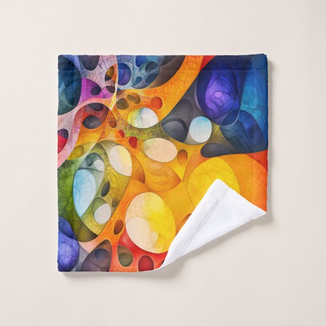 Set de toallas de baño con motivos fractales color (Toallita)