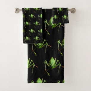 Set de toallas de baño con patrón de Katydid verde
