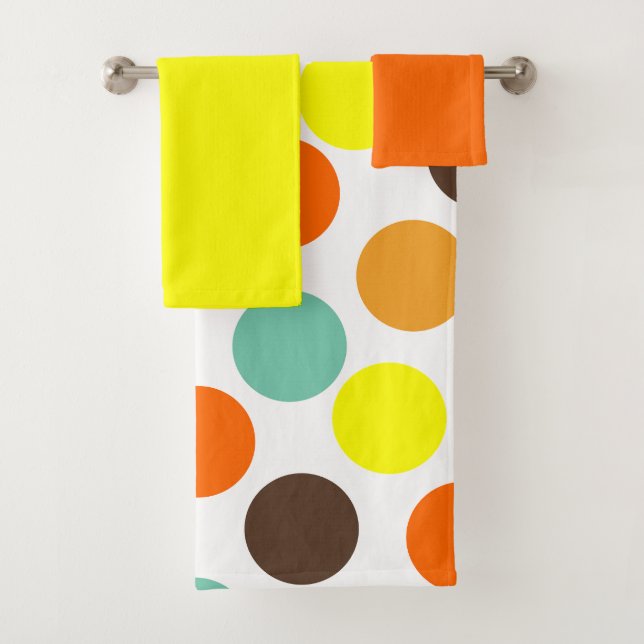 Set de toallas de baño con puntos azules, naranja, (In situ)