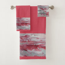 Set de toallas de baño con resumen rosa y plateado