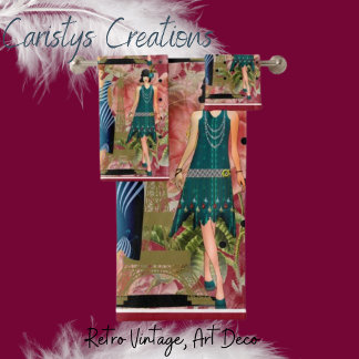 Set de toallas de baño con zapatillas Art Deco