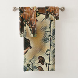 Set de toallas de baño de arte de árbol Rosa