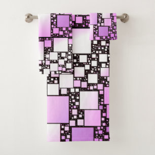 Set de toallas de baño de baile rosa y cuadrado bl