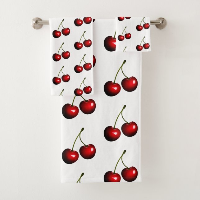 Set de toallas de baño de cerezas rojas (In situ)