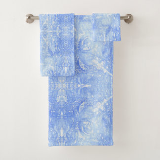 Set de toallas de baño de color azul claro y blanc