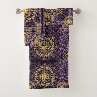 Set de toallas de baño de color morado-dorado