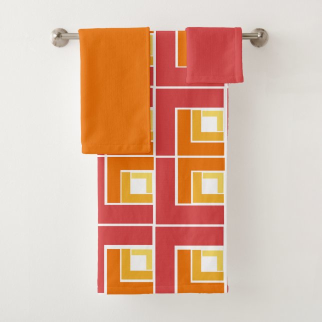 Set de toallas de baño de color rojo topsy (In situ)