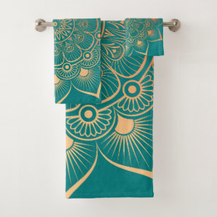 Set de toallas de baño de color turquesa bohemio M