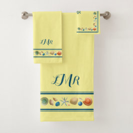 Set de toallas de baño de conchas y rayas