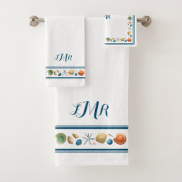 Set de toallas de baño de conchas y rayas