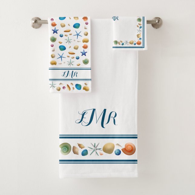 ***Set de toallas de baño de conchas y tiras (In situ)