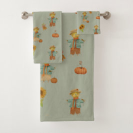 Set de toallas de baño de espantapájaros y calabaz