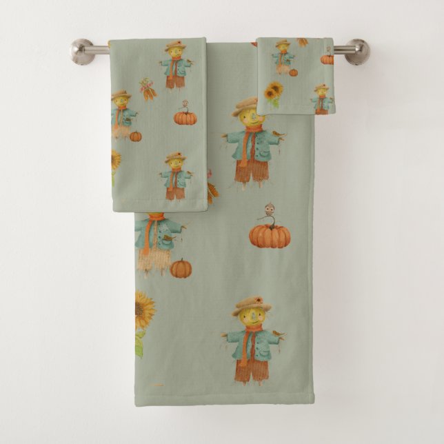 Set de toallas de baño de espantapájaros y calabaz (In situ)