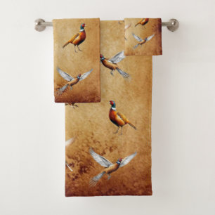 Set de toallas de baño de faisán de cuello rojo