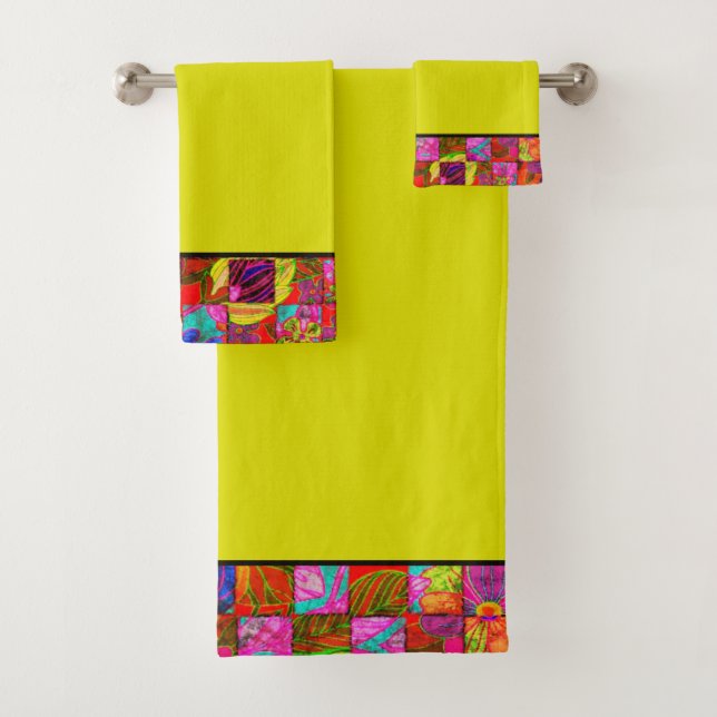 Set de toallas de baño de flores a cuadros de Bohe (In situ)