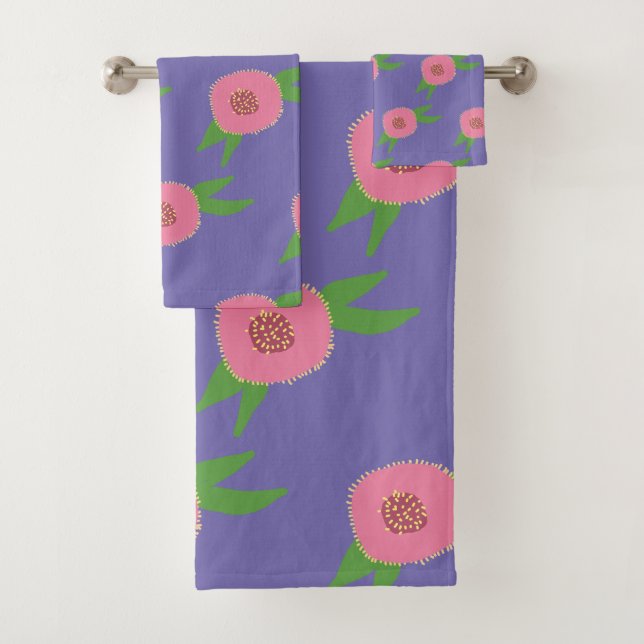 Set de toallas de baño de flores rosas (In situ)