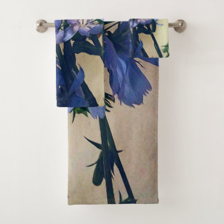 Set de toallas de baño de flores silvestres azules