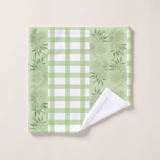 Set de toallas de baño de Gingham verde (Toallita)