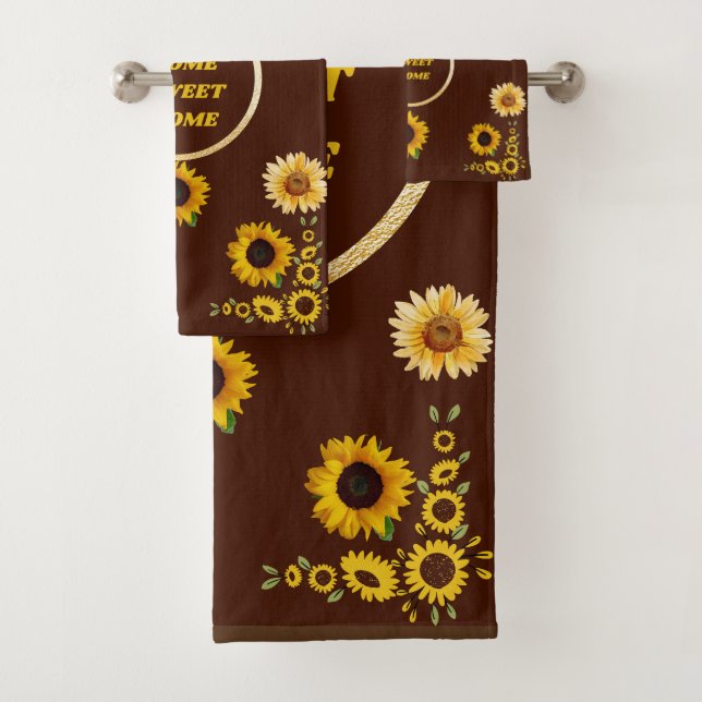 Set de toallas de baño de girasol marrón y amarill (In situ)