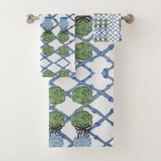 Set de toallas de baño de jengibre blanco azul top (In situ)