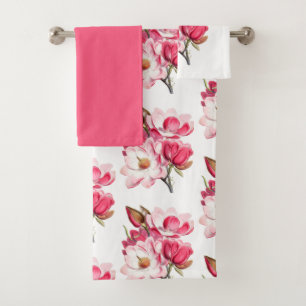 Set de toallas de baño de Magnolias rosadas