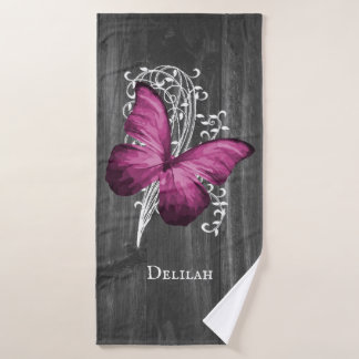 Set de toallas de baño de mariposa rusa magenta