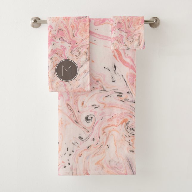 Set de toallas de baño de mármol gris rosado (In situ)