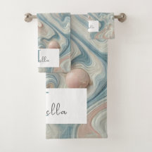 Set de toallas de baño de mármol Pastel personaliz