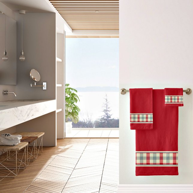 Set de toallas de baño de plástico de estilo rojo  (Subido por el creador)