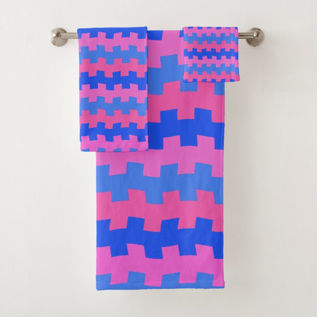 Set de toallas de baño de química azul y rosa (In situ)