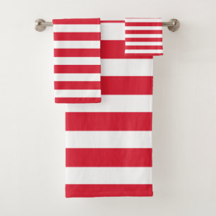 Set de toallas de baño de rayas blancas y rojas de