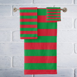 Set de toallas de baño de rayas blancas y rojas de