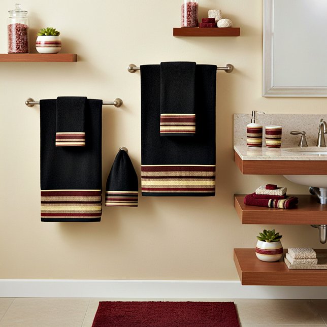 Set de toallas de baño de rayas de textura oscura (Subido por el creador)