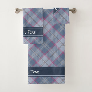 Set de toallas de baño de Tartán rosa y azul paste