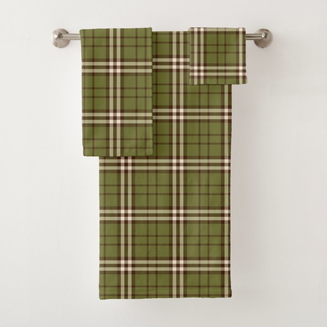 Set de toallas de baño de Tartán verde (In situ)