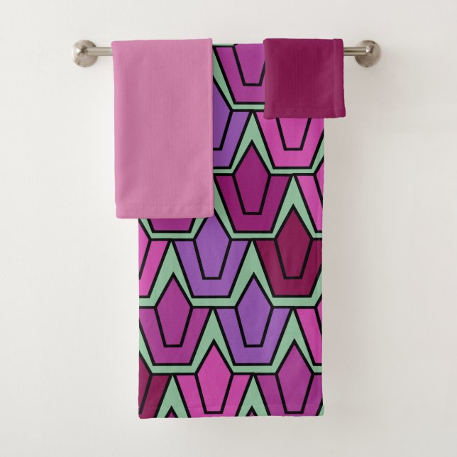 Set de toallas de baño de tulipano morado (In situ)