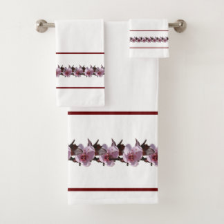 Set de toallas de baño - Flores de ciruela y línea