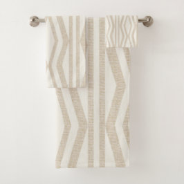 Set de toallas de baño geométricas de crema de lín