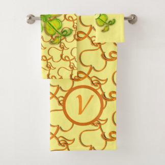 Set de toallas de baño - hojas de marfil y monogra