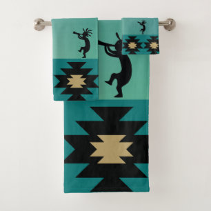 Set de toallas de baño Kokopelli verde azulado