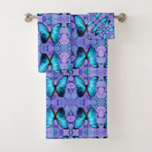 Set de toallas de baño - Mariposa azul e hidragea