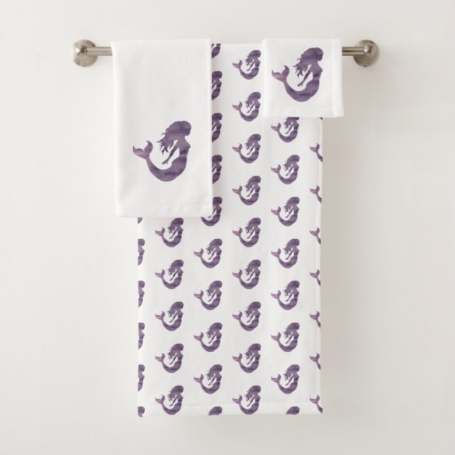 Set de toallas de baño Mermaid Purple Waves Beach (In situ)