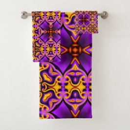 Set de toallas de baño morado y amarillo