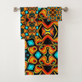 Set de toallas de baño naranja y rojo