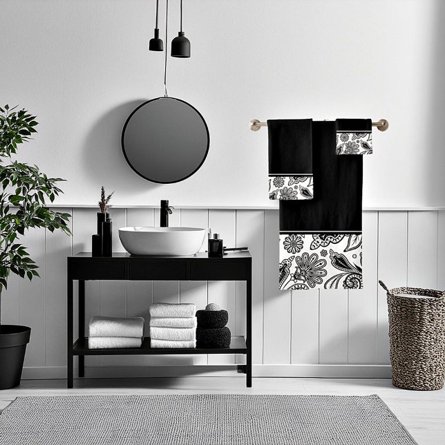 Set de toallas de baño paislel blanco y negro (Subido por el creador)