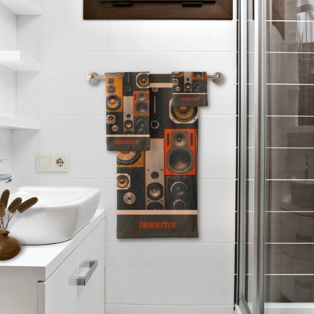 Set de toallas de baño para altavoces estéreo retr (Subido por el creador)