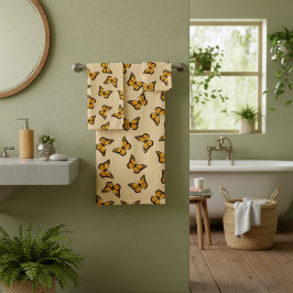 Set de toallas de baño para mariposas naranja