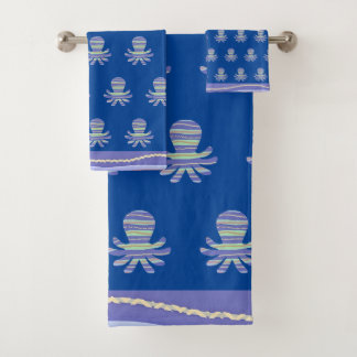 Set de toallas de baño para niños de Octopus Azul 