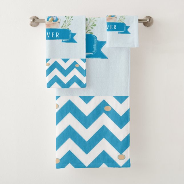 Set de toallas de baño Personalizado azul para niñ (In situ)